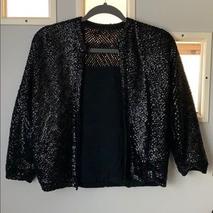Black Sequin Bomber